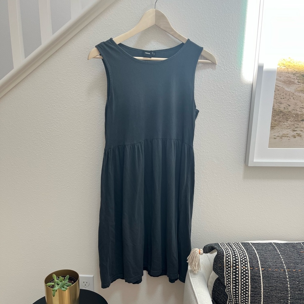 ASOS Grey Smock Cotton Tank Dress